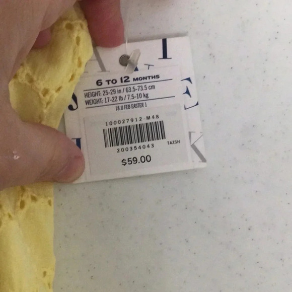 NWT Janie & Jack 6-12M Yellow Eyelet Dress - Picture 7 of 7